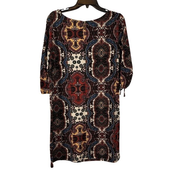 Cato Women Round Neck Printed Paisley 3/4 Sleeves Dress Size M - Picture 2 of 7